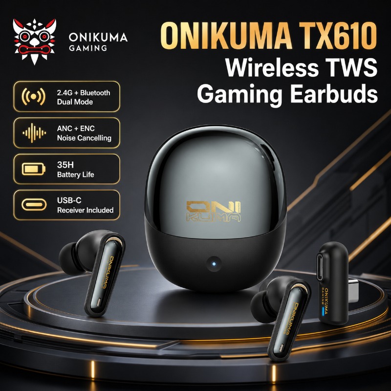Esports Wireless Gaming Headset - ONIKUMA TX610 Wireless Gaming Earbuds Dual