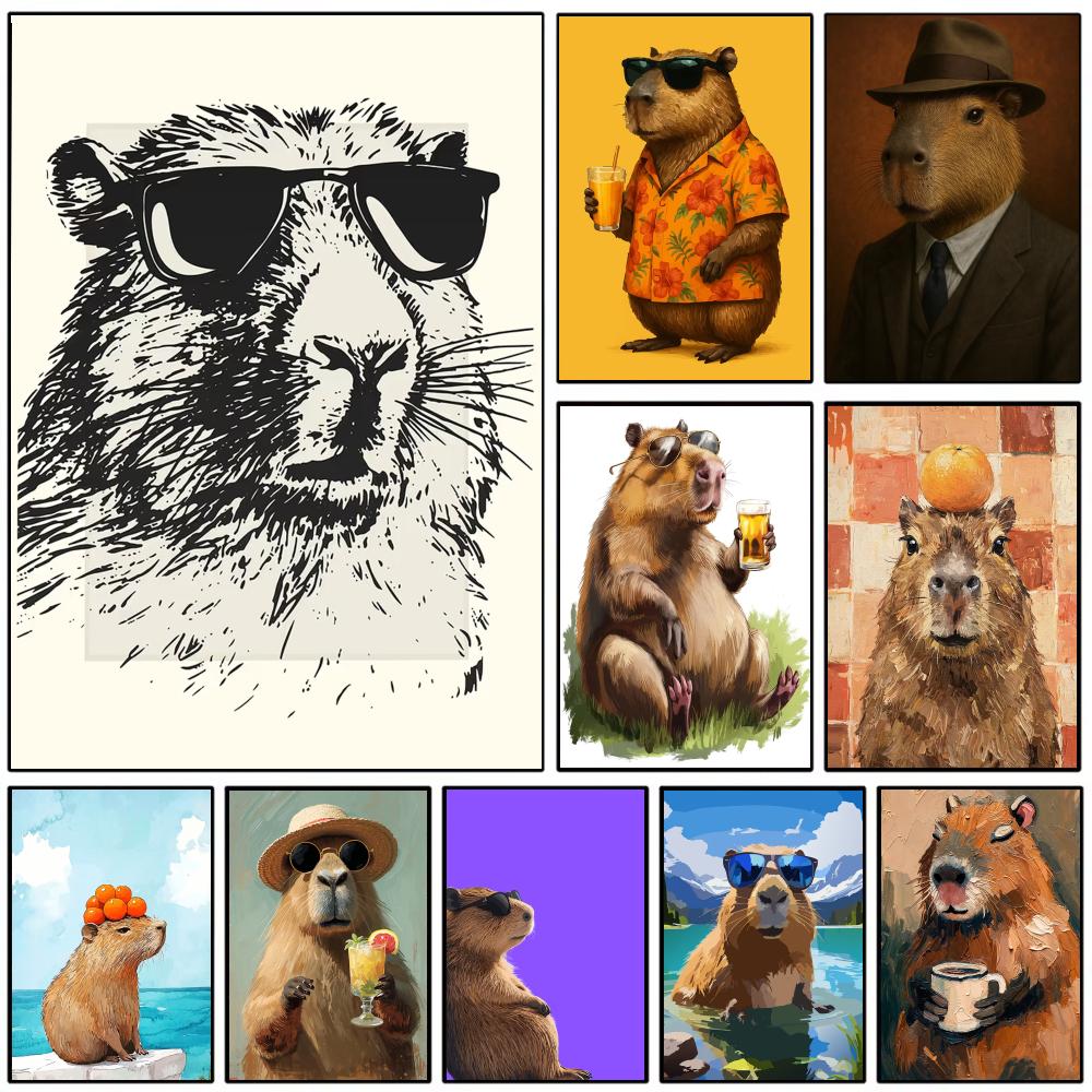 Sunglasses Capybara Print Wall - Esports And Gaming Lounge 评论和价格