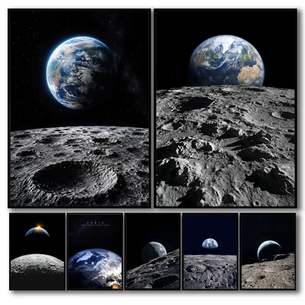Earth and Moon Painting Canvas - Esports And Gaming Lounge 评论和价格